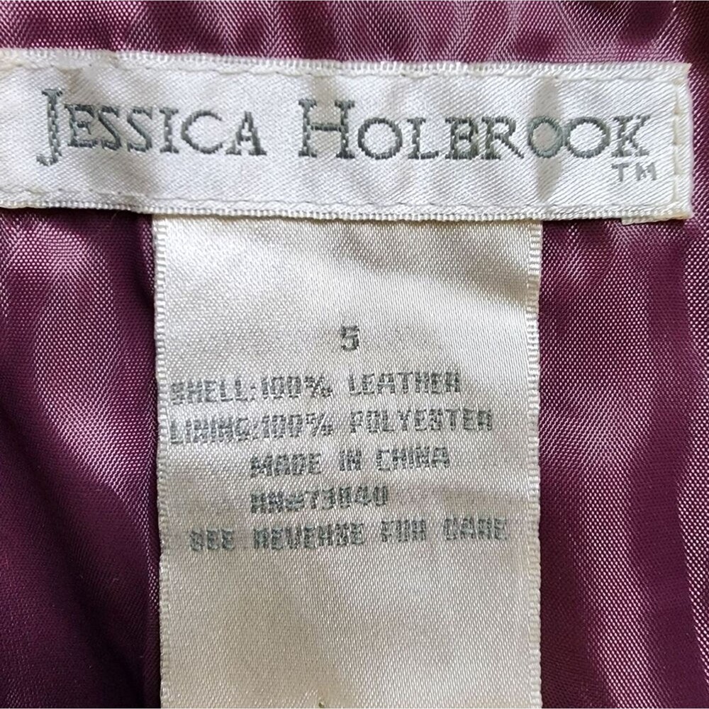 Jessica Holbrook Purple Suede Leather Button Jacket Blazer Women S Lined Pockets - Picture 8 of 8